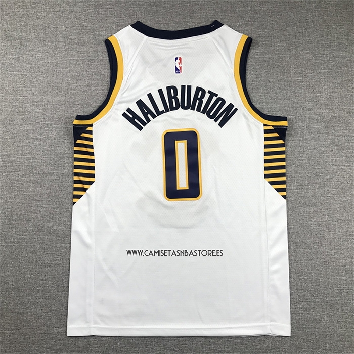 Tyrese Haliburton NO 0 Camiseta Nino Indiana Pacers Association 2022-23 Blanco